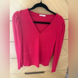 Marine Layer Pink Fitted Long Sleeve Blouse